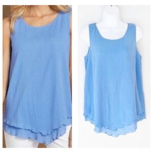 Soft Surroundings Cotton Blue Layered Tank Siesta Key Size XS